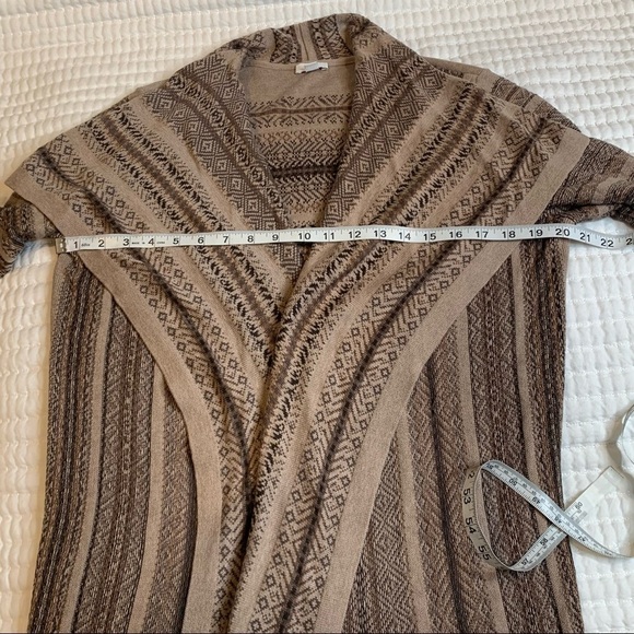 J Jill Waterfall Open Cardigan Striped Neutral Browns Women’s Size L - Picture 9 of 9